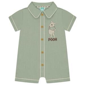 Disney Baby Winnie The Pooh Romper 12 Months Collared Rayon Linen Blend Unisex